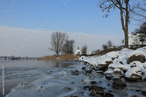 fairytale winter landscape at the Schlei Fjord in Sieseby