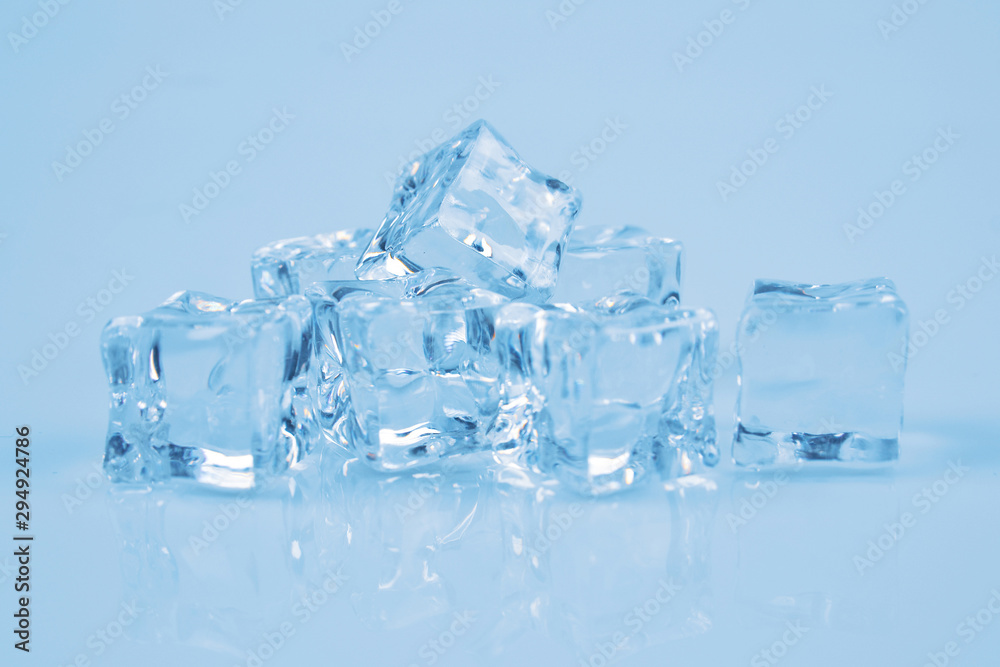 stack of ice cubes on blue stack of ice cubes on blue