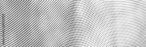 Abstract halftone background. Waves of dots black on white. Vector grunge pattern. Chaotic pop art texture