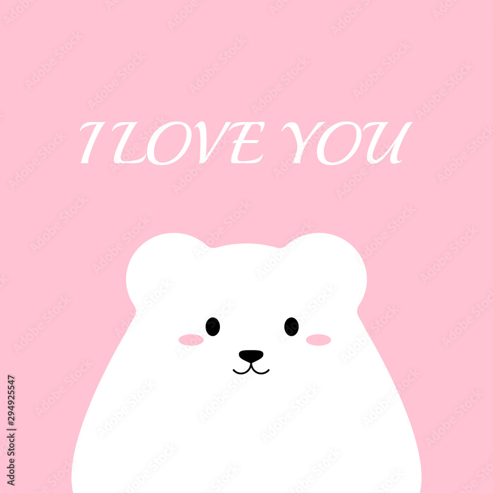 Cute polar bear on pink background. I love you. Vector Cute polar bear on pink background. I love you. Vector