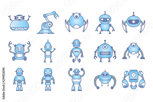 bundle of robots cyborg set icons