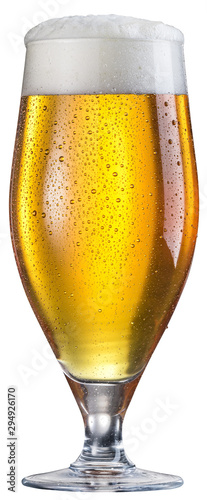 Fotografia, Obraz Glass of beer isolated on white background.