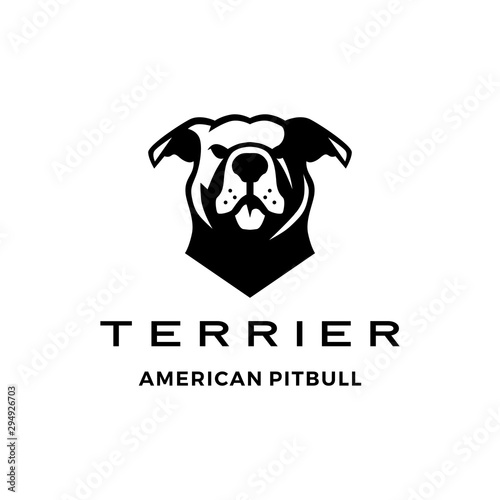 american pit bull pitbull terrier logo vector icon illustration