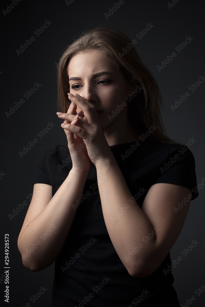 Portrait of worried young woman Portrait of worried young woman