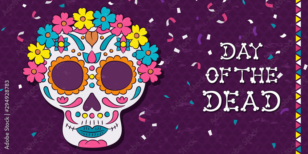 Day of the dead floral mexican skull greeting card