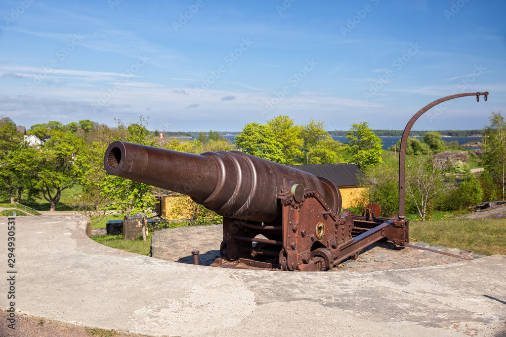 Old 19th century cannon in the fortress of Suomenlinna