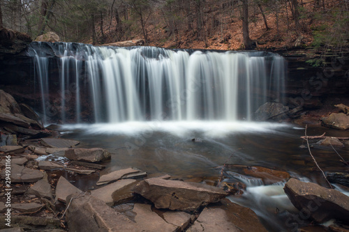 Beautiful Long Exposure Waterfall Cascades Through Rickett s Glen State Park  Pennsylvania  United States of America