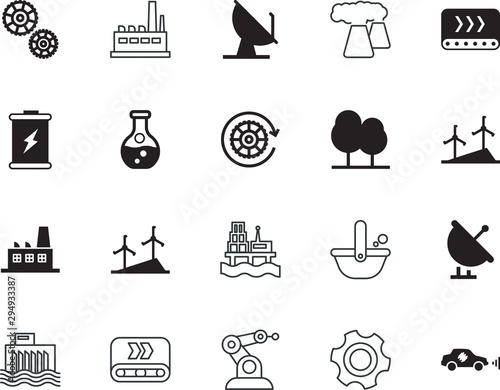 factory vector icon set such as: infographic, liquid, slag, linear, service, extraction, smelting, analysis, cast, shipping, vehicle, park, ultrasonic, platform, cogs, tube, perfect, steel, material