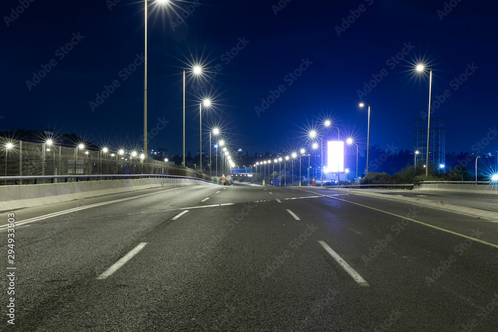 Empty Freeway At Night