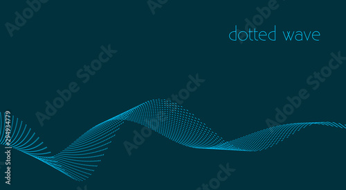 Simple dotted wave on dark blue background. Minimal vector pattern