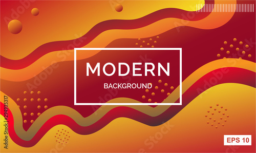 Trendy wavy shape background, greeting card's template, with wave shape and gradient color composition.
