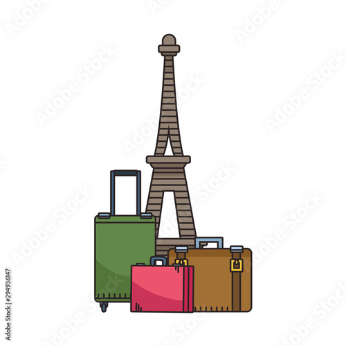 travel suitcases and Eiffel tower design