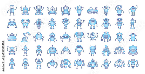 bundle of robots cyborg set icons photo