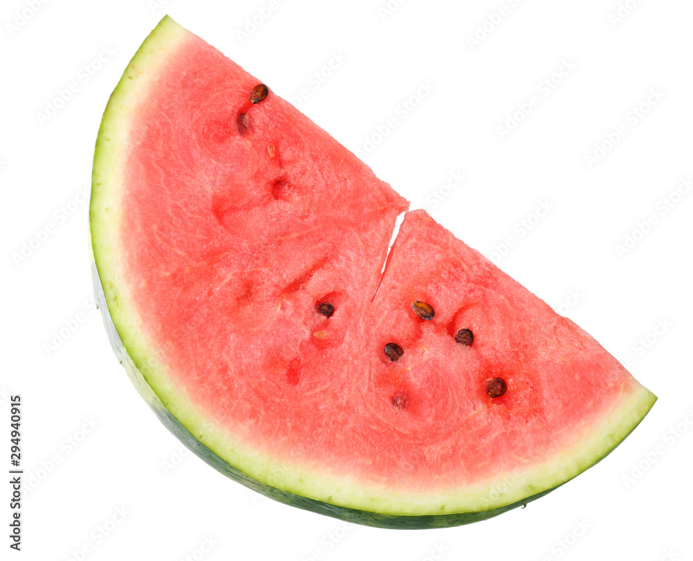 Sliced ripe watermelon isolated on white background. top view Sliced ripe watermelon isolated on white background. top view