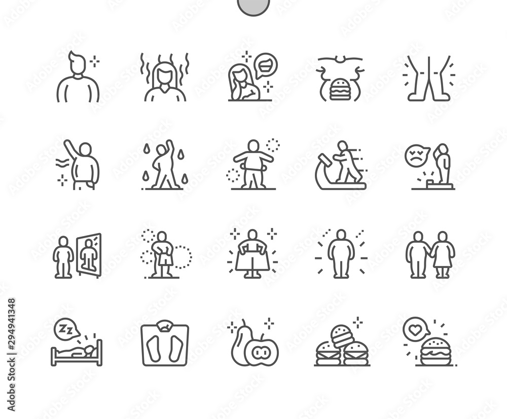 Overweight Well-crafted Pixel Perfect Vector Thin Line Icons 30 2x Grid for Web Graphics and Apps. Simple Minimal Pictogram Overweight Well-crafted Pixel Perfect Vector Thin Line Icons 30 2x Grid for Web Graphics and Apps. Simple Minimal Pictogram