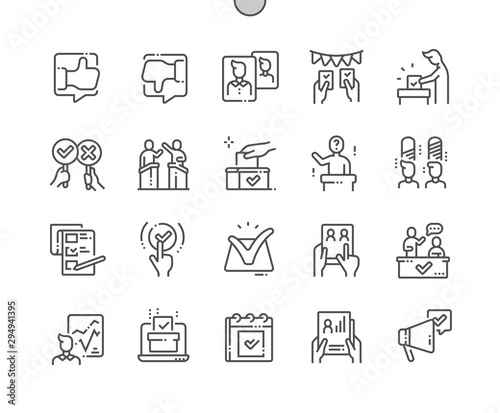 Voting Well-crafted Pixel Perfect Vector Thin Line Icons 30 2x Grid for Web Graphics and Apps. Simple Minimal Pictogram
