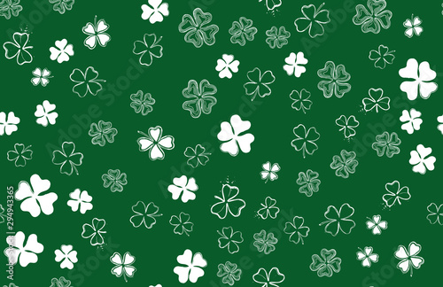 Saint Patricks Day, festive background with flying clover