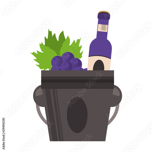 ice bucket with wine bottle and grapes design