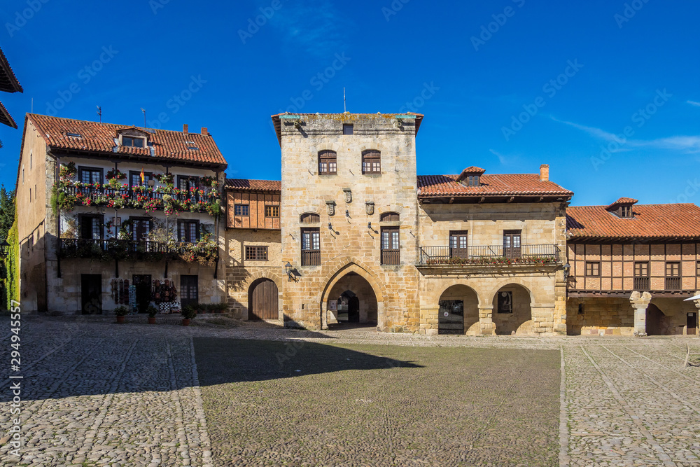 Plaza de Mayor in Santillana del Mar, Cantabria, Spain