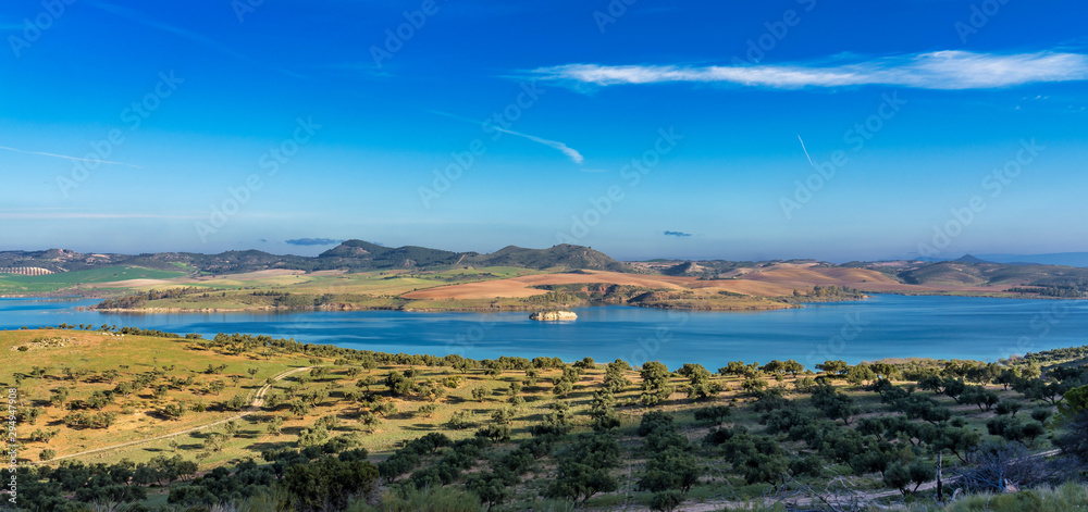 Lake Embalse del Guadalhorce, Ardales Reservoir, Malaga, Andalusia, Spain