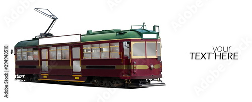 Tram isolated with the copy space