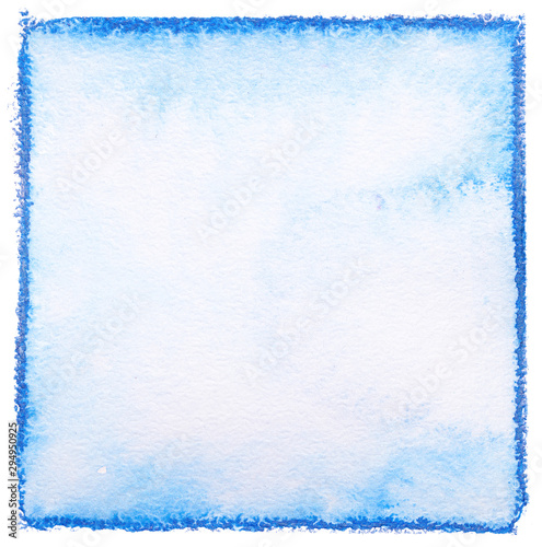 watercolor square blue with saturated edges. background for design with texture