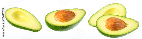 sliced avocado isolated on a white background