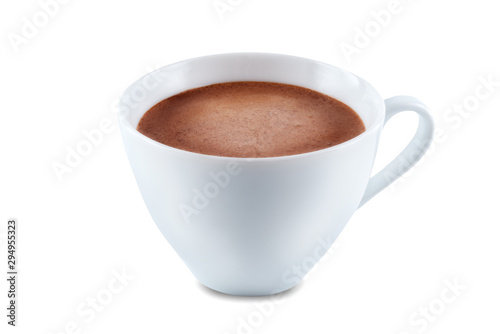 Dark hot chocolate drink on a white isolated background photo