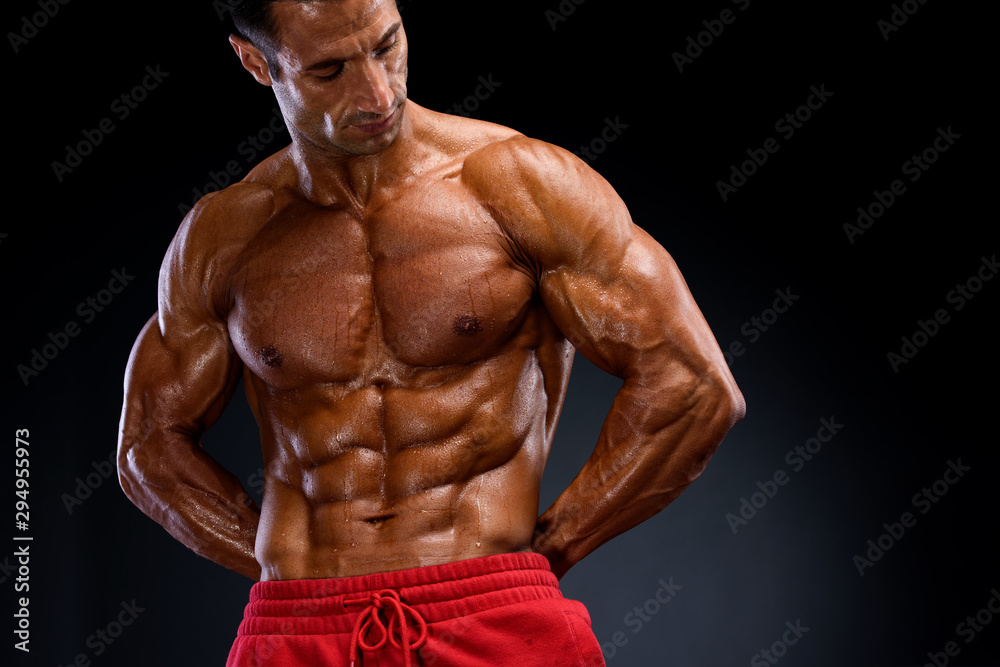 Fototapeta premium Handsome Muscular Men Posing and Flexing Muscles