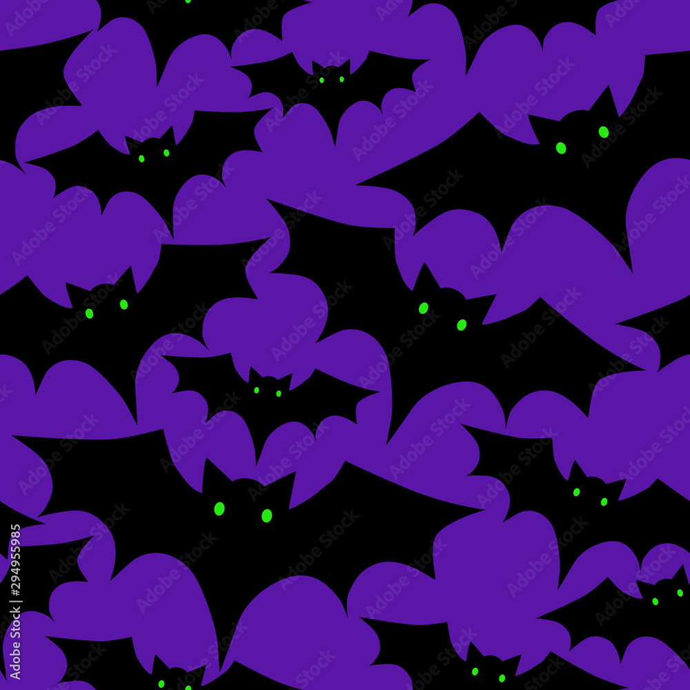Halloween Seamless Pattern Halloween Bats Vector Repeat Pattern for Textile Design, Fabric Printing, Stationary, Packaging, Wrapping Paper or Background