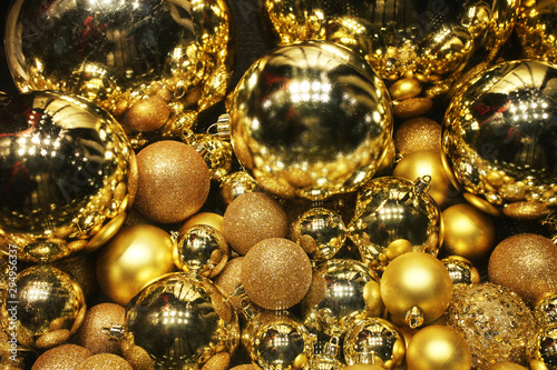 yellow and golden balls with sparkles and reflections, background with decor elements for disco style design