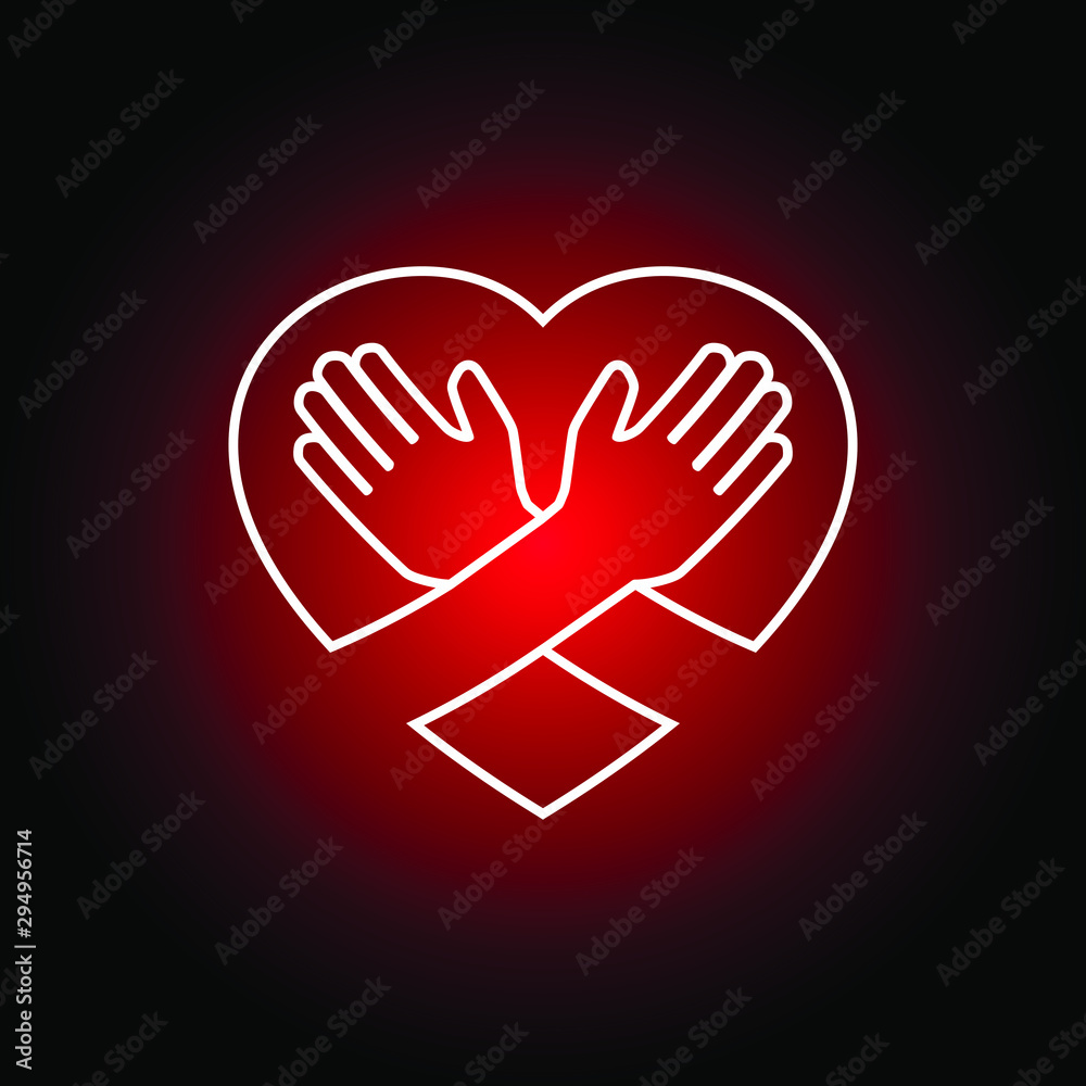 hand embracing heart with love icon. vector illustration