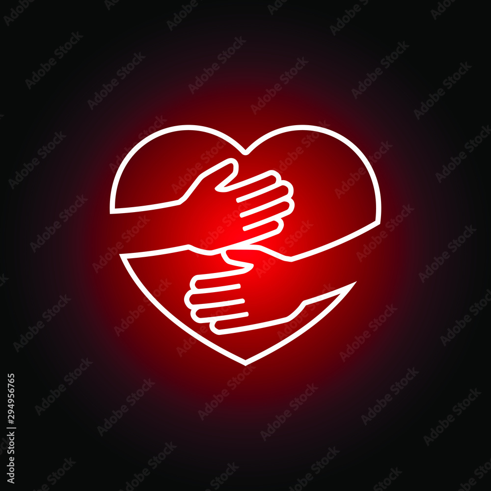 hand embracing heart with love icon. vector illustration hand embracing heart with love icon. vector illustration