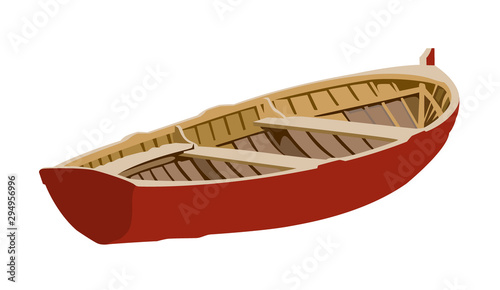 boat red realistic vector illustration