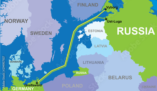 map of Nord stream 2 vector photo
