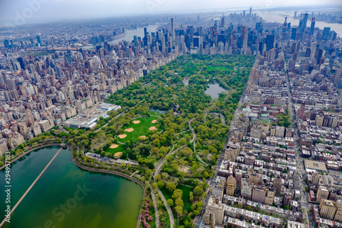 New York City Skyline Aerial Central Park Spring