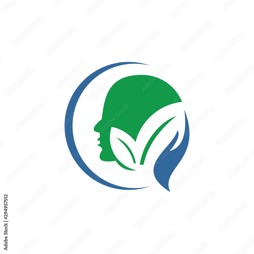 head and leaf logo template