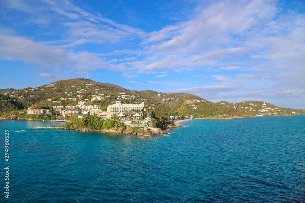 Saint Thomas Island luxury Caribbean resort located at a scenic Charlotte Amalie bay