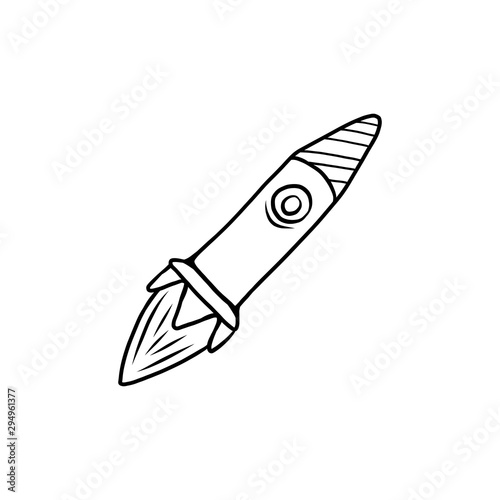 Hand drawn Rocket isolated on a white. Vector illustration.