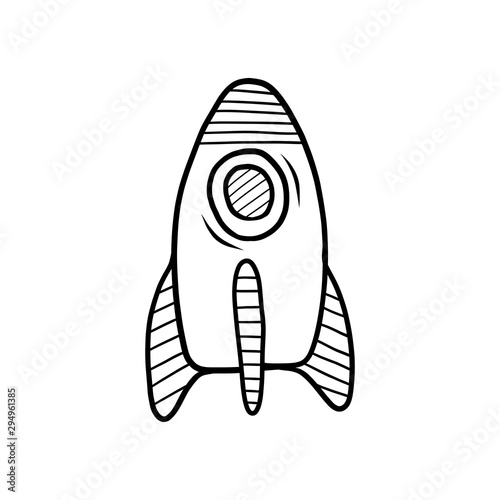 Hand drawn Rocket isolated on a white
