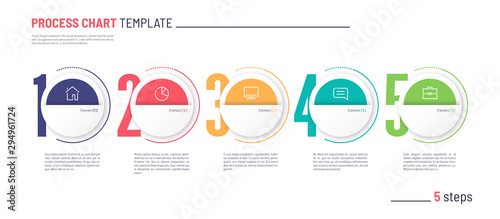 Vector infographic numbered process chart template. Five steps
