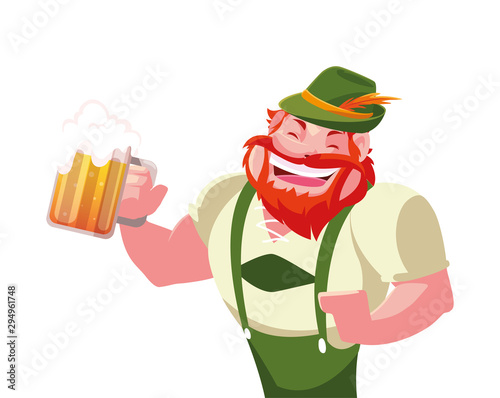 man with beer glass in hand in white background