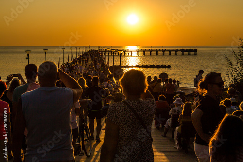 Sunset on Palanga (Lithuania, the Baltic Sea) bridge photo