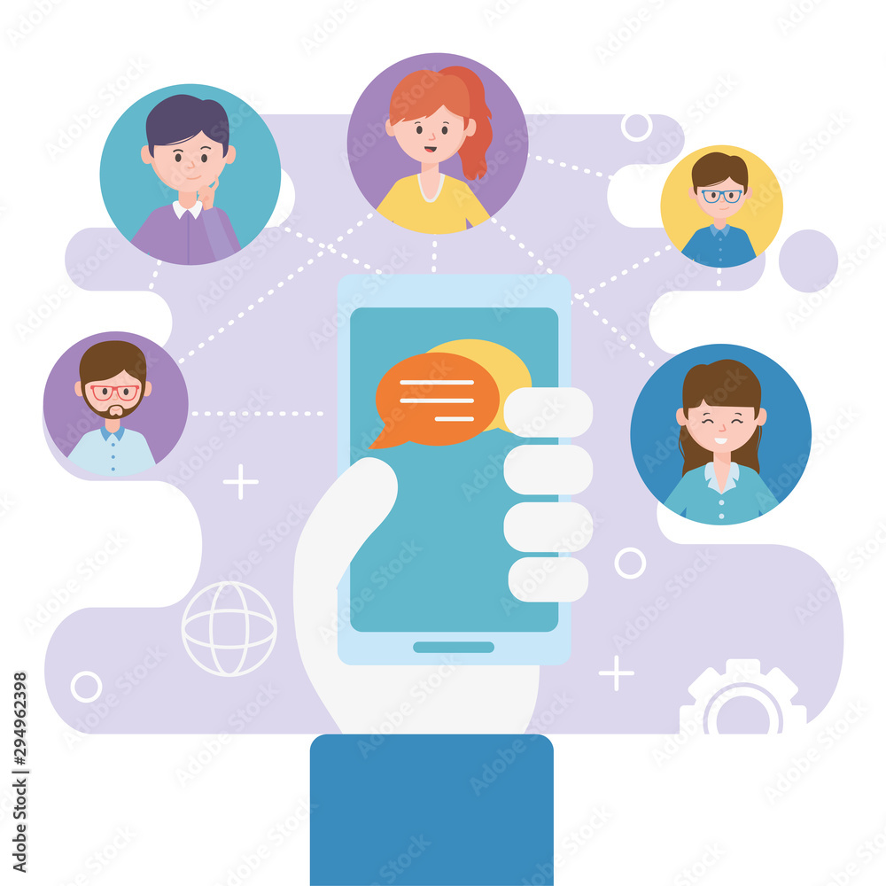 hand with smartphone chatting message people network social media hand with smartphone chatting message people network social media