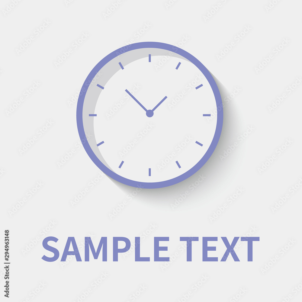 Clock icon in flat style - timer on gray background. Vector design element Clock icon in flat style - timer on gray background. Vector design element