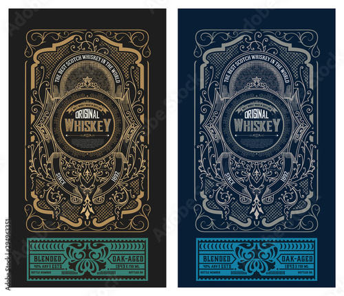 Viintage label design. Ornate logo template for tequila, whiskey, spirituous drinks label. photo