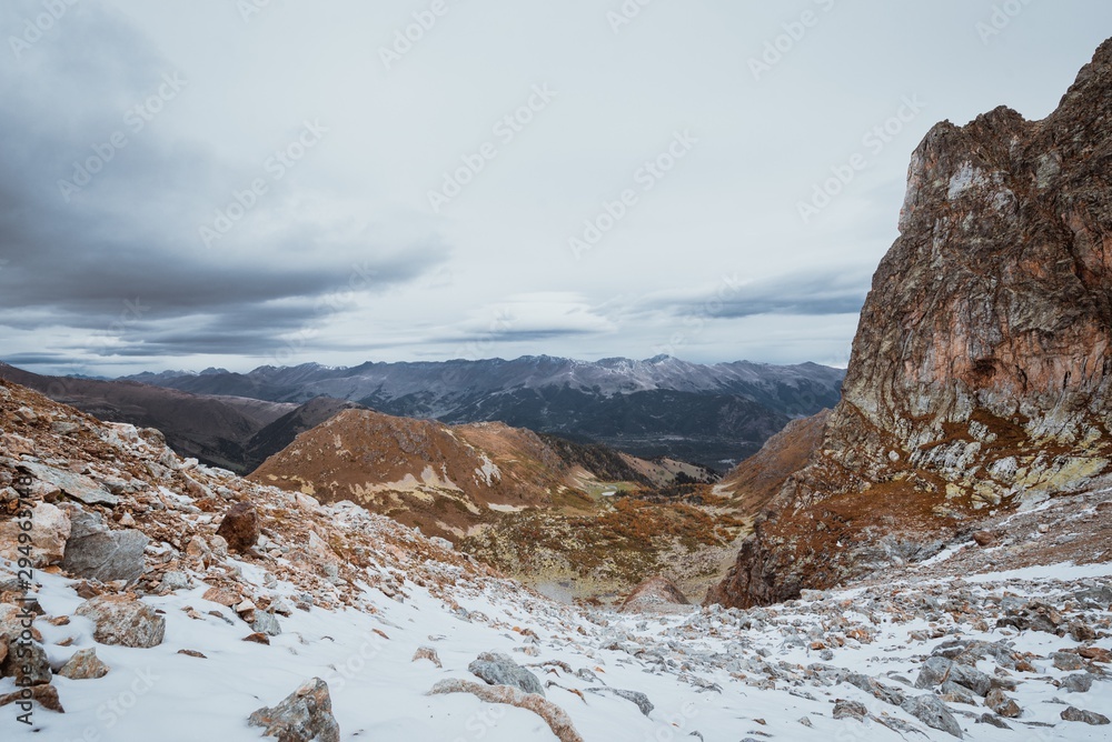 cloudscape (snowy mountains, rocks and stones)