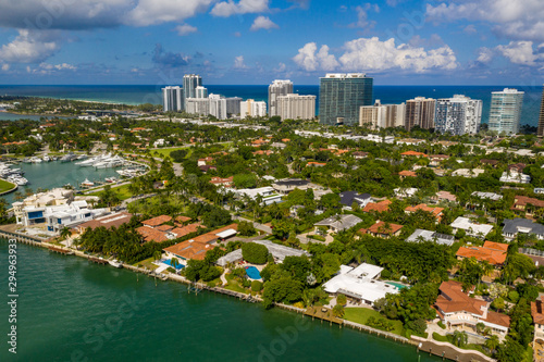 Aerial photo luxury homes Bal Harbour Florida USA