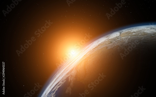 Close view of planet Earth from space during a sunrise 'elements of this image furnished by NASA'