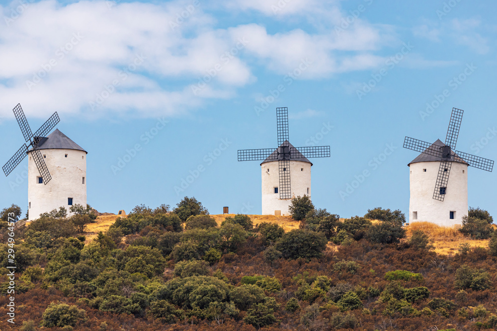 old windmills in the spanish municipality of puerto lapice
